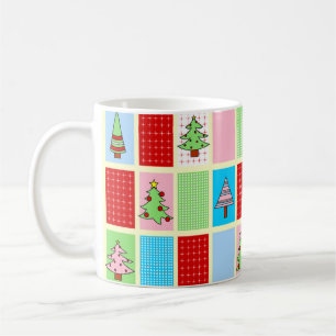 Caneca De Café Quadrados de Natal Coloridos