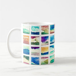 Caneca De Café Quadrados de Nuvens em Aquarela Abstrata