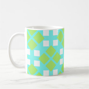 Caneca De Café Quadrados e Ouros em Ciano