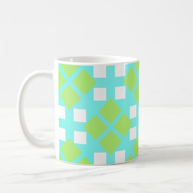 Caneca De Café Quadrados e Ouros em Ciano (Esquerda)