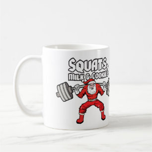 Caneca De Café Quadrados, Leite e Biscoitos - Papai Noel