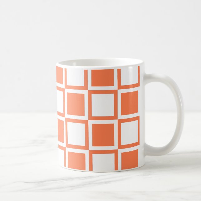 Caneca De Café Quadrados Mod Coral Negrito (Direita)