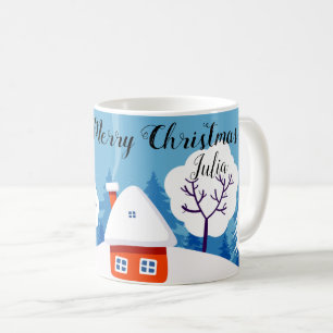 Caneca De Café Quadrante de Quadrinhos de Neve Mágica Whimsical