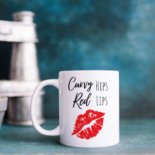 Caneca De Café Quadris Engraçados Lábios Vermelhos