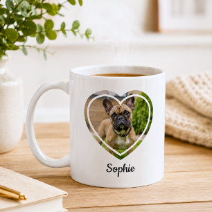 Caneca De Café Quadro de Coração com Foto de Animal Personalizado