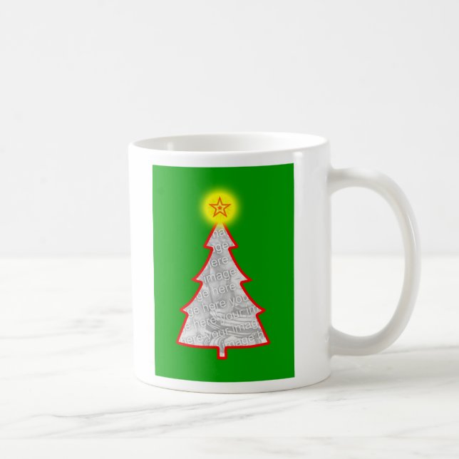 Caneca De Café Quadro de Fotografias Verde da Árvore de Natal (Direita)