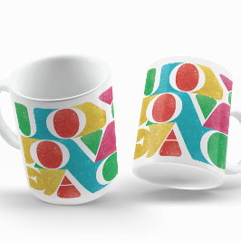 Caneca De Café quadro de fotos colorida AMOR PEACE JOY