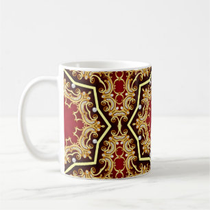 Caneca De Café quadro de fundo de ilustração com pérola e dour
