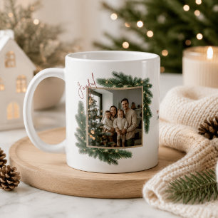 Caneca De Café Quadro de Natal Alegre Personalizado Família