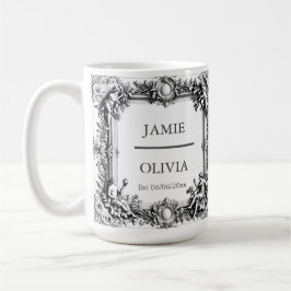 Caneca De Café Quadro de rolagem vitoriano personalizado - casame