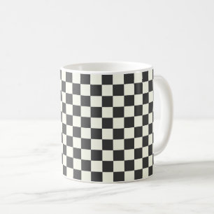 Caneca De Café Quadro de verificação branco apagado e preto