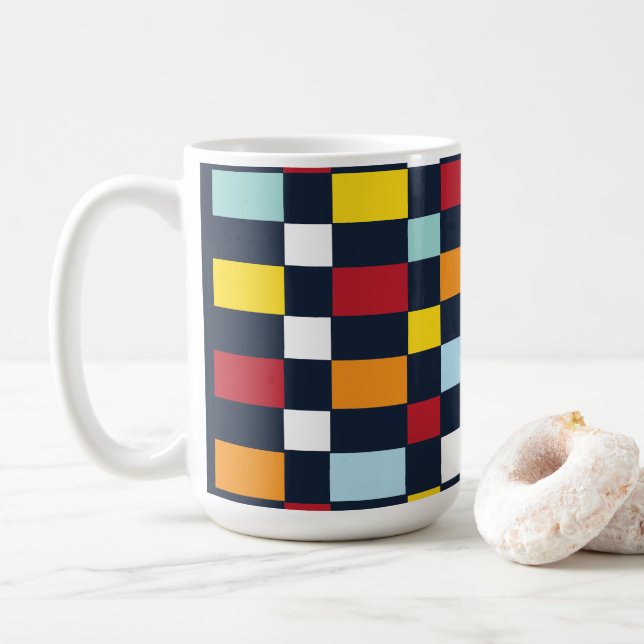 Caneca De Café Quadro de verificação colorido (Com Donut)