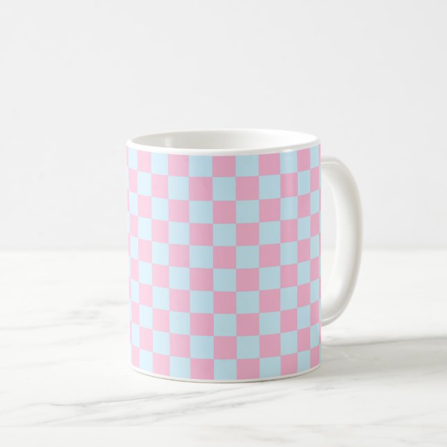 Caneca De Café Quadro de verificação de algodão doce (Frente Esquerda)