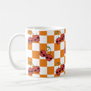 Caneca De Café Quadro de verificação do crânio de cereja - Estilo
