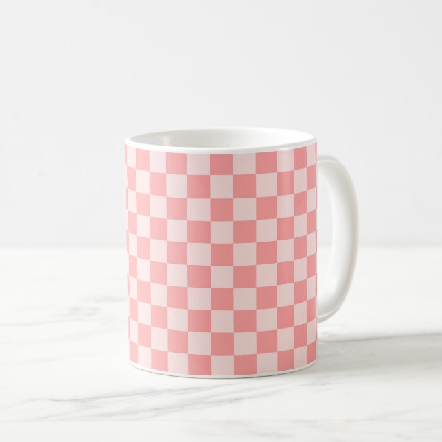 Caneca De Café Quadro de verificação rosa (Frente Esquerda)
