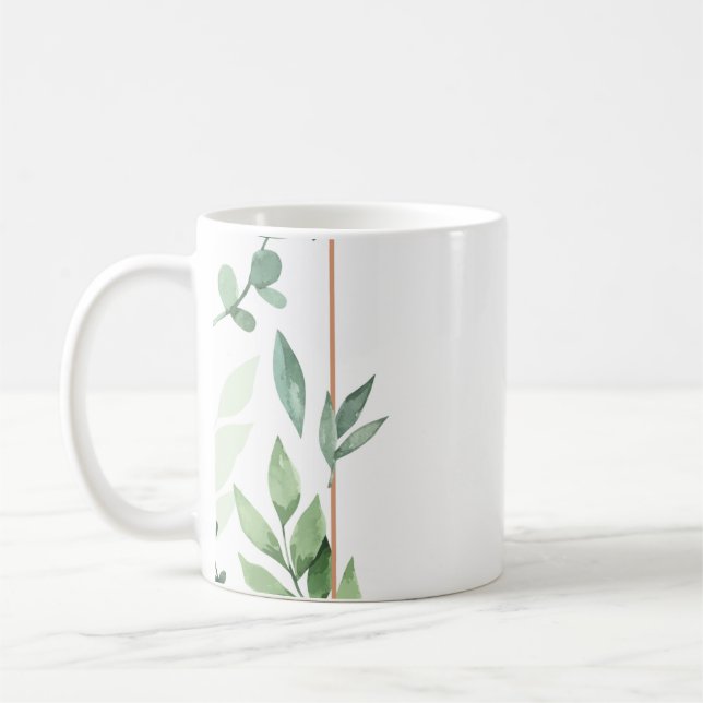 Caneca De Café Quadro deixa fundo aquarela (Esquerda)