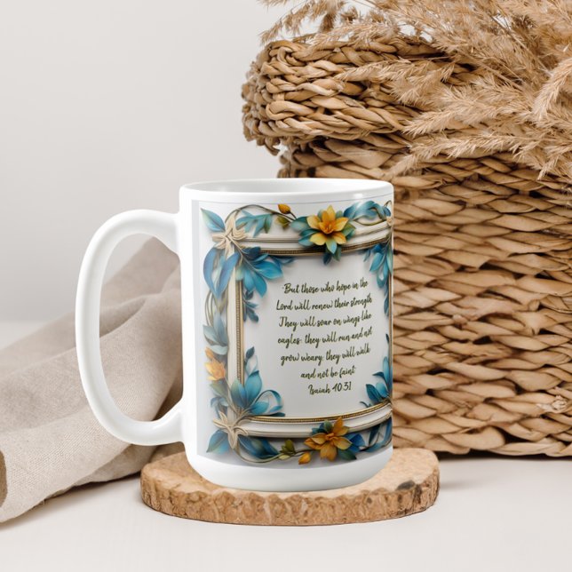 Caneca De Café Quadro do Flor Topaz Azul (Criador carregado)