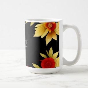 Caneca De Café Quadro Floral Elegante