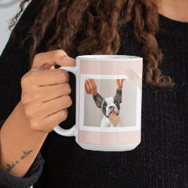 Caneca De Café Quadro Rosa Pastel Moderno | Foto de Cachorro Pess