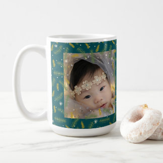 Caneca De Café Quadro Verde de Fotos da Família Feliz Natal