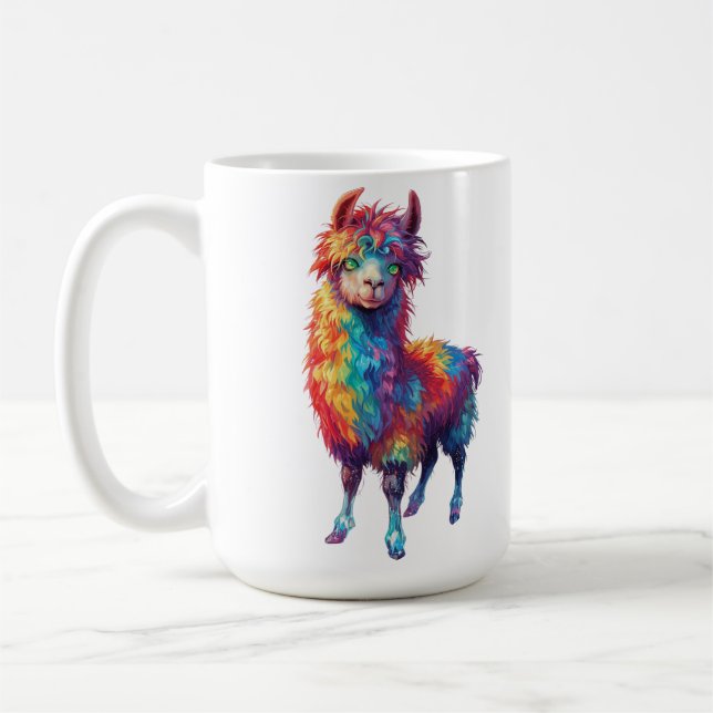 Caneca De Café Quadro Whimsical Rainbow Llama (Esquerda)