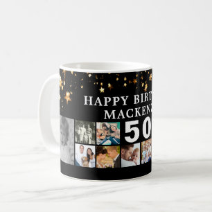 Caneca De Café Qualquer Colagem de Foto de Aniversário 12 Estrela