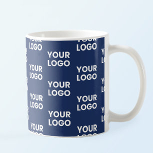 Caneca De Café Qualquer imagem ou logotipo de negócios Azul-marin