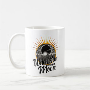 Caneca De Café Quando o Sol Encontra Lua, Eclipse Branco Negro