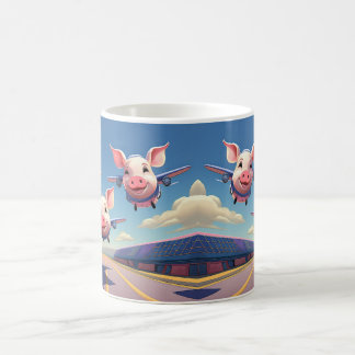 Caneca De Café Quando os Porcos Voam Porcos de Avião Engraçados