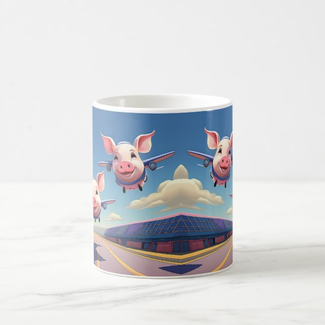 Caneca De Café Quando os Porcos Voam Porcos de Avião Engraçados (Centro)