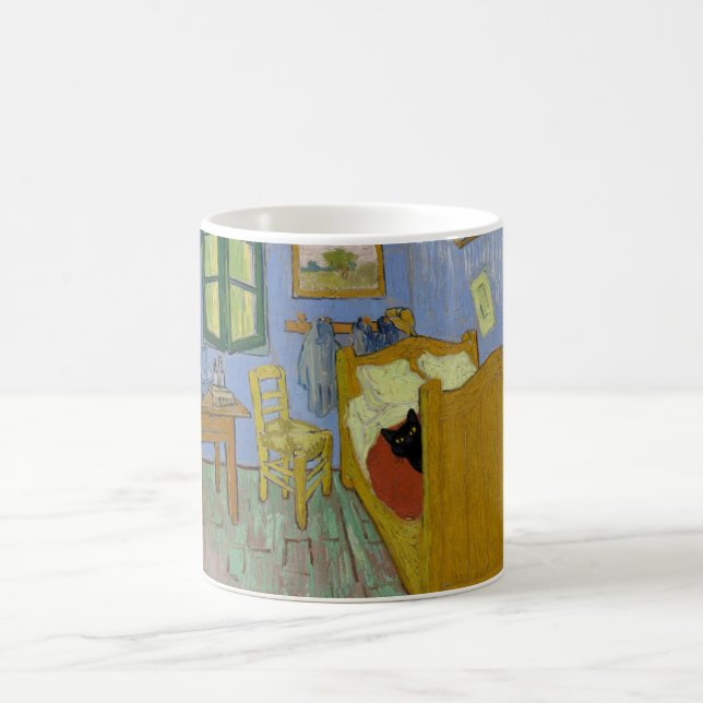 Caneca De Café Quarto em Arles com gato preto - Van Gogh (Centro)