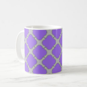Caneca De Café Quatrefoil, púrpura e cinza