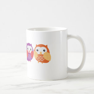 Caneca De Café Quatro corujas coloridas