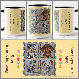 CANECA DE CAFÉ - Quatro Filhotes em uma Caneca