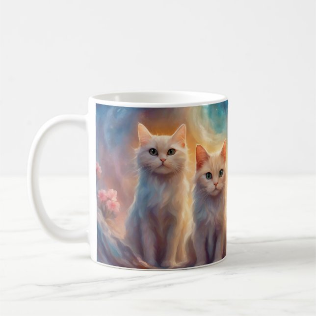 Caneca De Café Quatro gatos brancos giros (Esquerda)