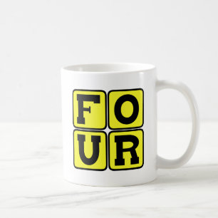 Caneca De Café QUATRO O Número Design Quadrado Engraçado Idade An