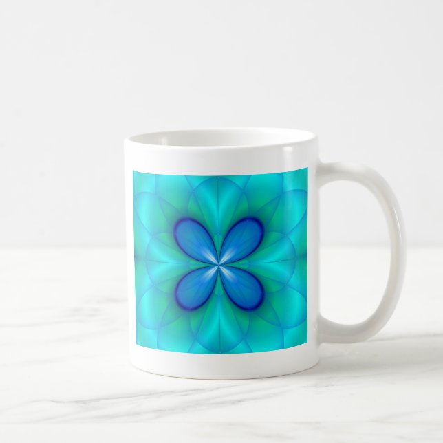 Caneca De Café Quatro Pétalas Azuis (Direita)