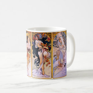 Caneca De Café Quatro Seasons Vintage Art Nouveau por Alphonse Mu