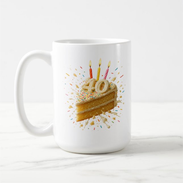 Caneca De Café Que Comam Bolo aniversário de 40 anos (Esquerda)