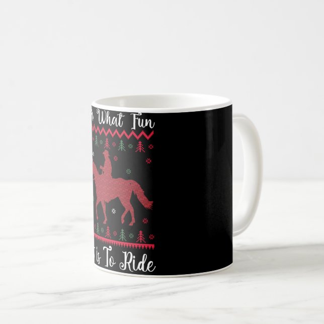 Caneca De Café Que Diversão É Cavalgar Natal (Frente Esquerda)