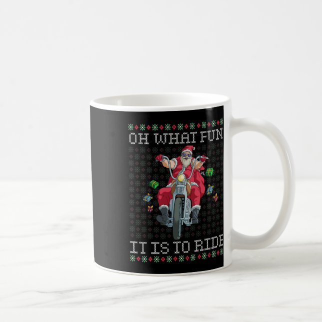 Caneca De Café Que Diversão É Dirigir O Gif De Natal De Motocicle (Direita)
