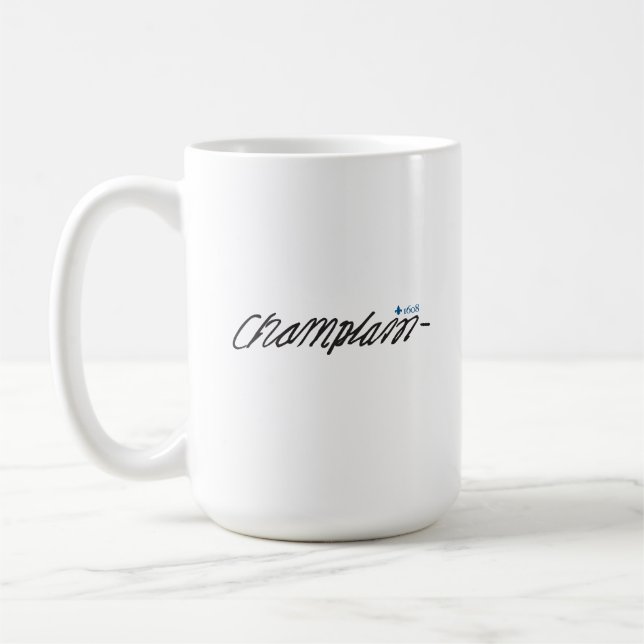 Caneca De Café Québec Samuel de Champlain 1608 Assinatura Francês (Esquerda)
