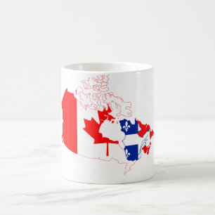 Caneca De Café Quebeque na bandeira de Canadá, mapa