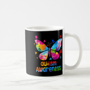 Caneca De Café Quebra-cabeça Colorido de Borboleta de Conscientiz