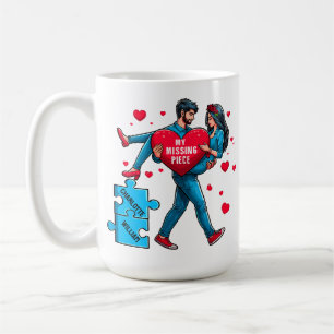 Caneca De Café Quebra-cabeça de Amor Personalizado - Minha Peça A