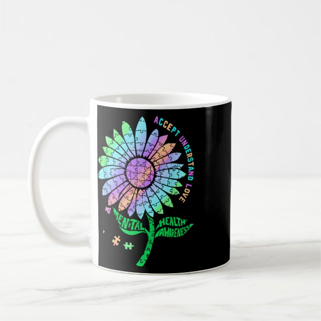 Caneca De Café Quebra-cabeça de conscientização sobre saúde menta (Esquerda)