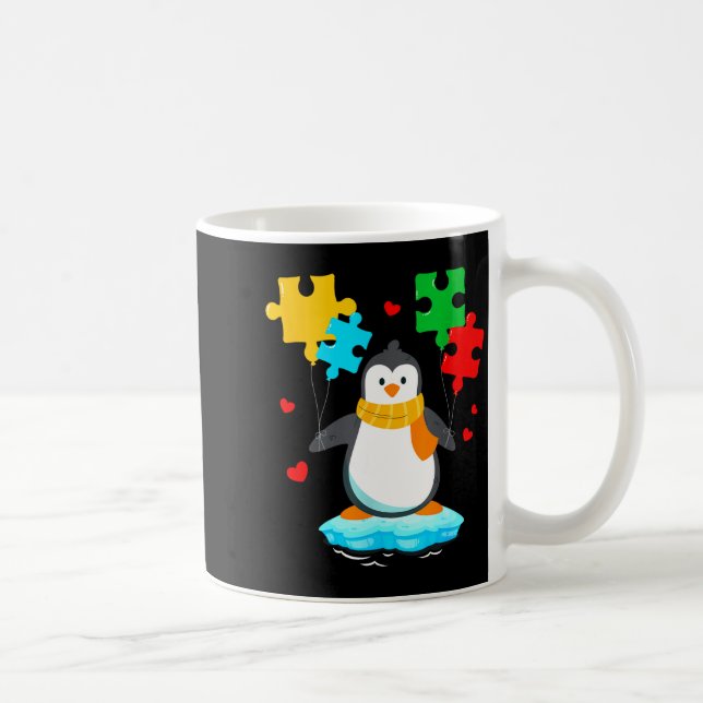 Caneca De Café Quebra-cabeça engraçado de pinguim mês de conscien (Direita)
