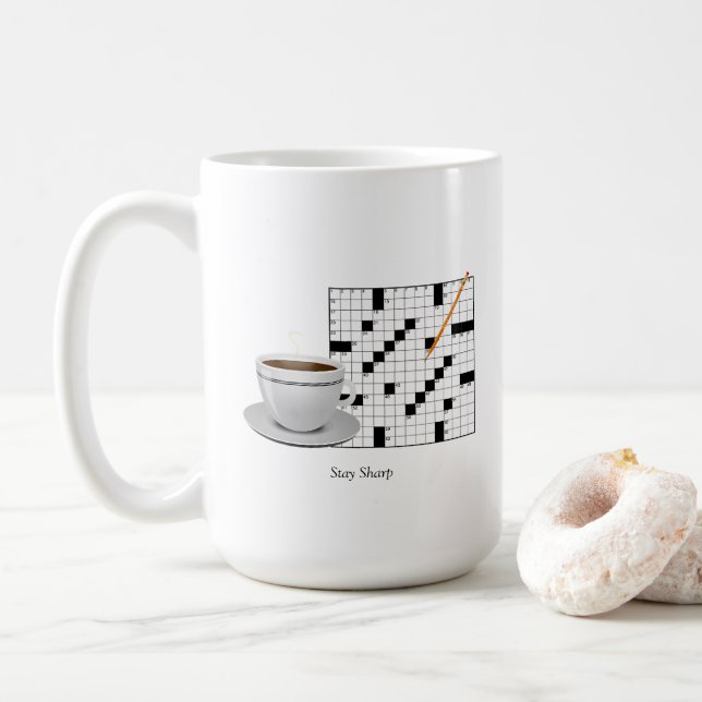 Caneca De Café Quebra-cabeça Mug de Palavra Cruzada (Com Donut)