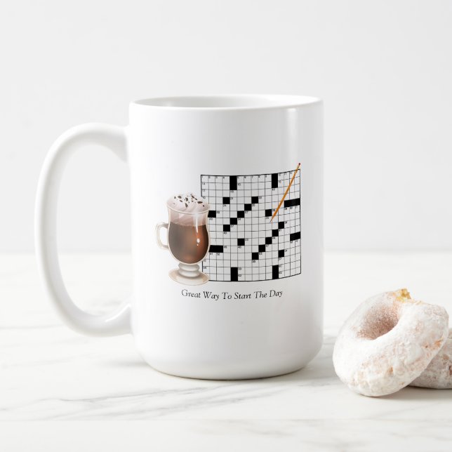 Caneca De Café Quebra-cabeça Mug de Palavra Cruzada (Com Donut)