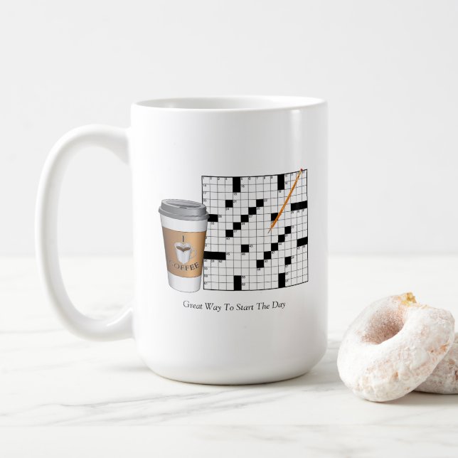 Caneca De Café Quebra-cabeça Mug de Palavra Cruzada (Com Donut)